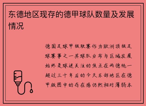 东德地区现存的德甲球队数量及发展情况