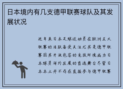 日本境内有几支德甲联赛球队及其发展状况